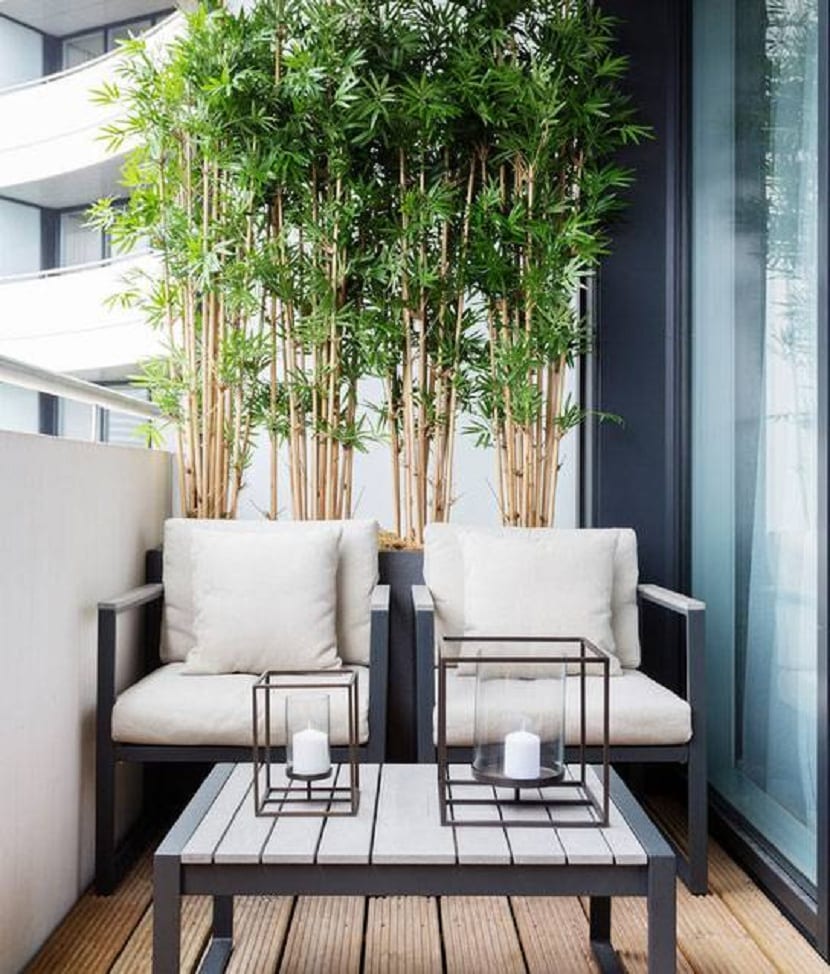 slappe av terrasse dekorert med bambus