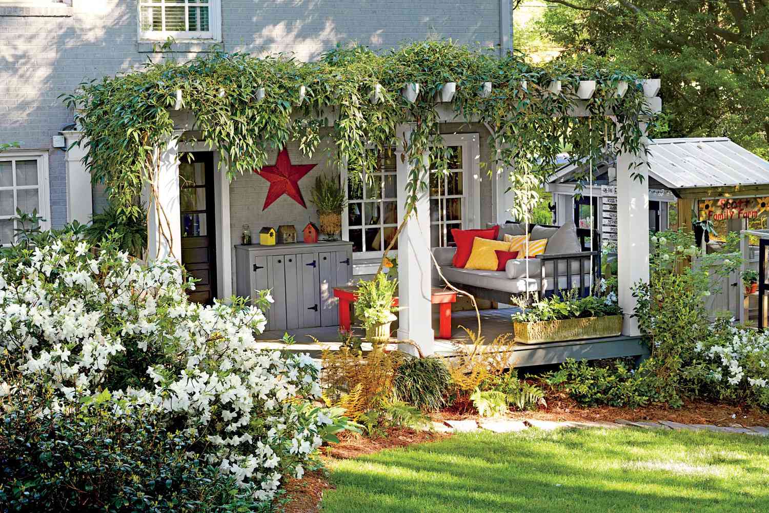 Backyard Pergola with Greenery