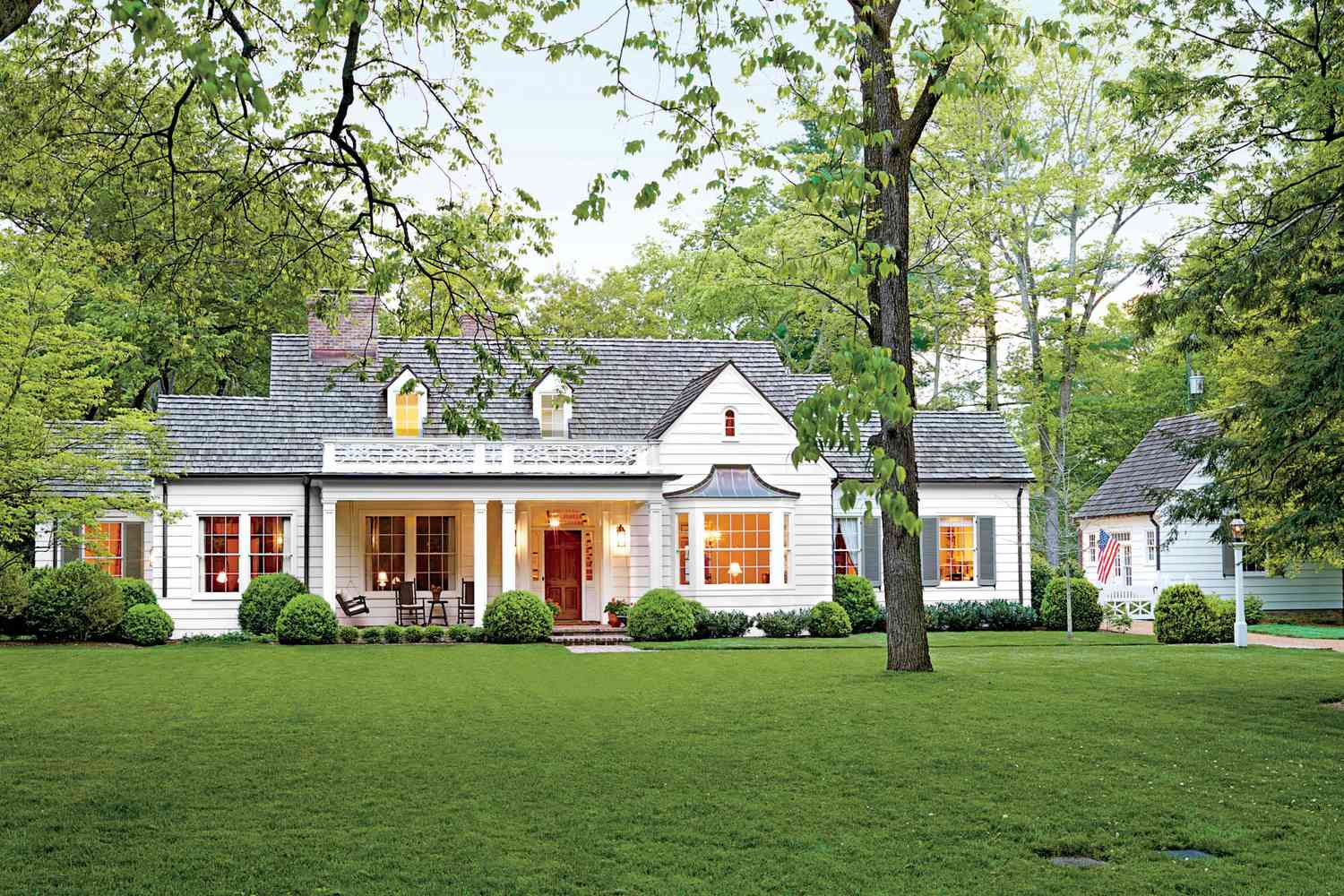 White House with Beautiful Manicured Lawn