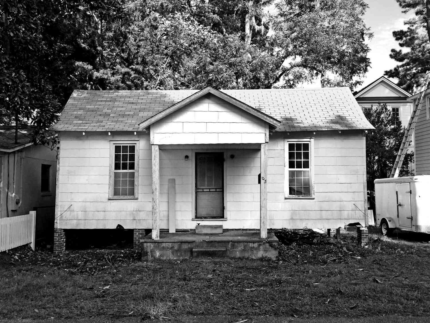 White Cottage with Just a Stoop Before